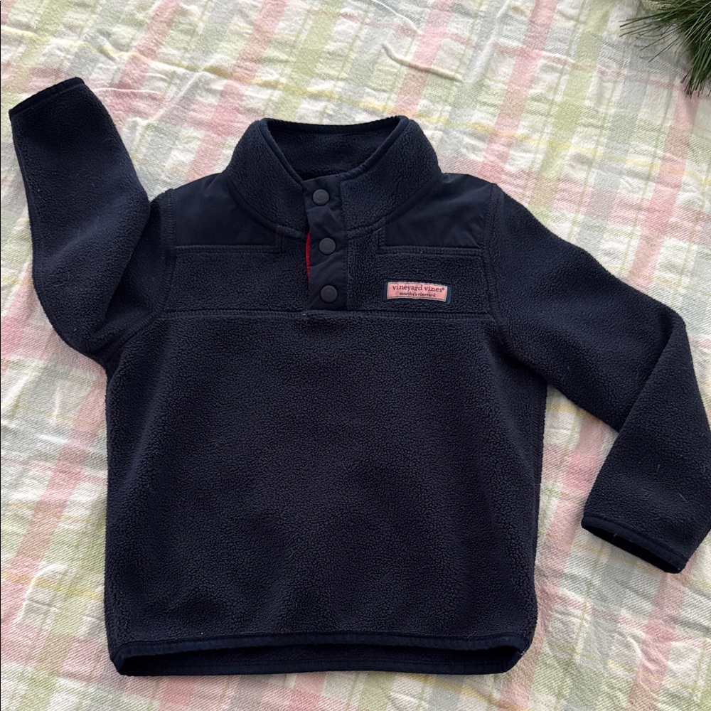 Vineyard Vines Kids Navy Fleece Snap Pullover